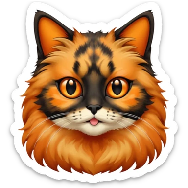 long hair tortoiseshell cat with a black face sticker