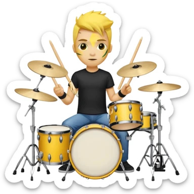 drummer with yellow skin at drum kit sticker