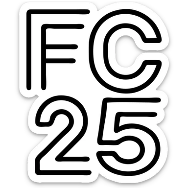 minimal icon of 'FC 25' as a monogram, outlined, no fill, geometric style sticker