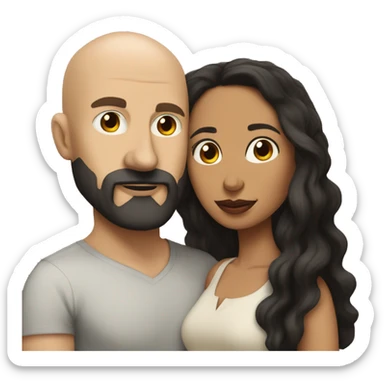 White Man bald with dark beard kissing short Mexican woman with long dark wavy hair sticker