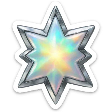 Silver chrome four-point star opal sticker