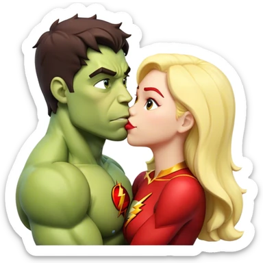 The Flash in Kiss She Flash Girl Romantic Hulk Mix "3d Emoji Old" sticker