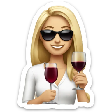White girl wearing sunglasses holding a glass of wine  sticker