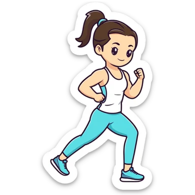 35 years brunette fitness girl pony tail  sticker