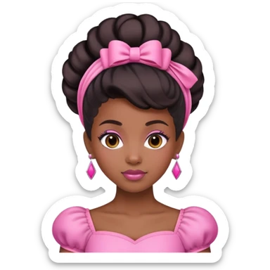 Black princess with an updo dressed in all pink  sticker