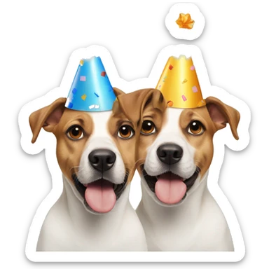 Two dogs wearing birthday hats sticker