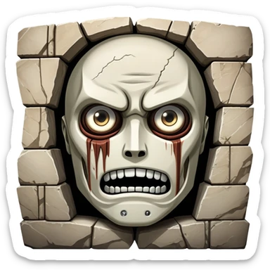 Colossal wall from Attack on Titan with giant faces embedded in it sticker