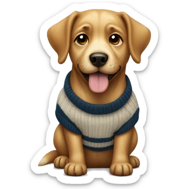 dog wearing a jumper sticker
