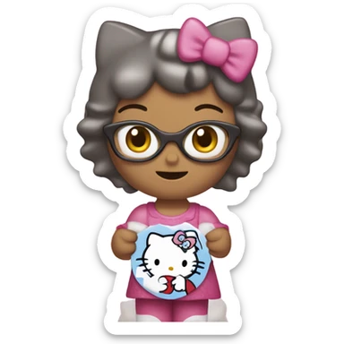 Hello kitty holding a sign that says “don’t crash out” sticker