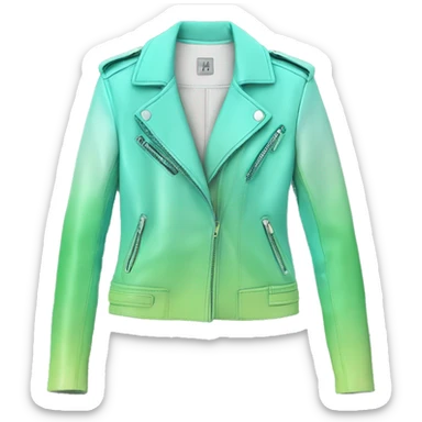Hyper Realistic open tiffany blue ,pistachio green,sky blue and mint green ombre feminine fashion leather jacket. sticker