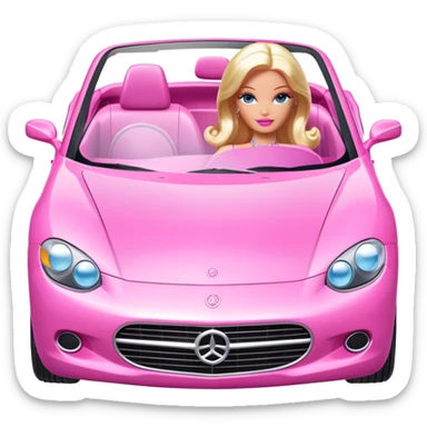 pink barbie convertible car sticker