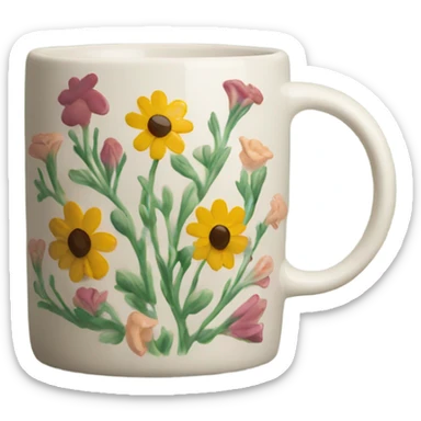 ceramic mug with flowers painted on it sticker