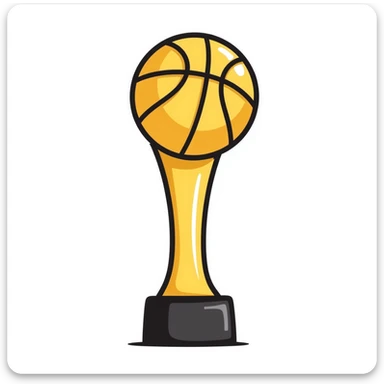 Hand-drawn golden basketball trophy sticker