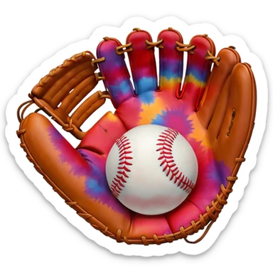 polka dot Baseball in a tie dye glove  sticker