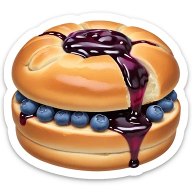 Make an emoji of a blueberry bun (small) that's broken off a bit so you can see the blueberry jam sticker