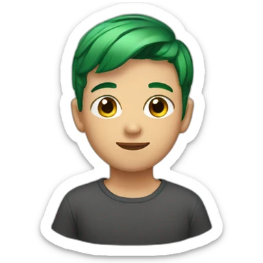 boy with green  short hair and brown eyes sticker