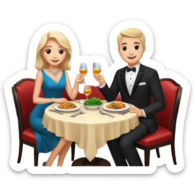 ligth couple having dinner at a restaurant full body sticker