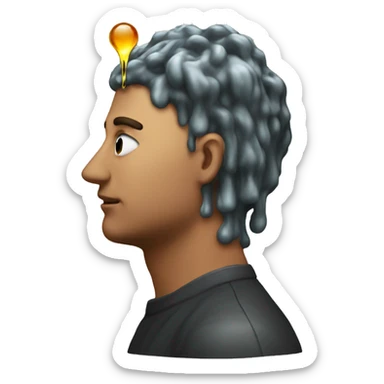 oil running down a mans head sticker