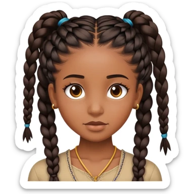 Brown skin girl with long black 40 inch bust down braids  sticker