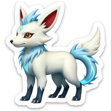White albino pastel divine holy legendary epic ethereal fantasy cyperpunk futuristic feral Zangoose-Manectric-Luxray-Umbreon-Vaporeon-Amaura-Electrike-fusion-creature  sticker