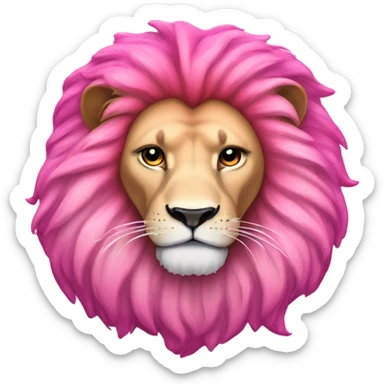 Fully Pink ombre lion lying down with glitter sticker