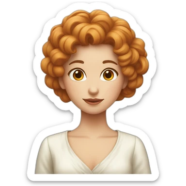 Fille avec cheveux bouclés roux et robe bleu sticker