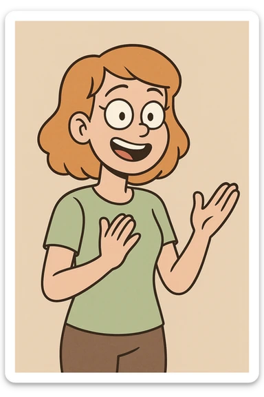 a girl in a cartoon style, cheerful expression sticker