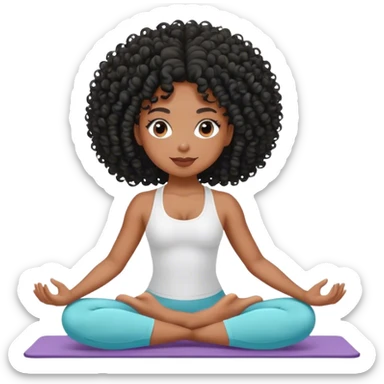 Black girl with curly hair doing Pilates  sticker