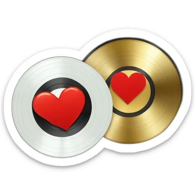 Vinyl record with a red heart  sticker
