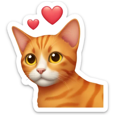 Orange cat with hearts for eyes sticker