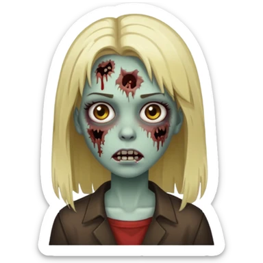 faça uma menian zumbi com o cabelo liso castanho escuro com algumas mechas loiras sticker