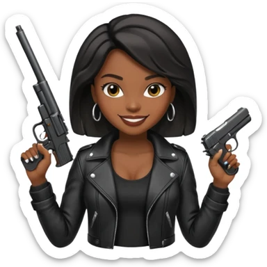 A sexy black female gangster with a gun sticker