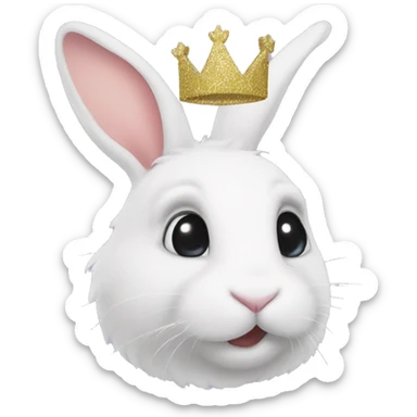 White rabbit with a glitter crown  sticker
