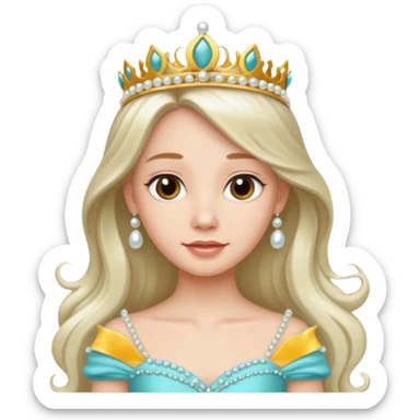 Princess – pearl tiara + aqua dress. sticker