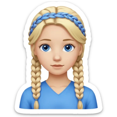 girl with blonde braid, middle part, one braid on one shoudler sticker