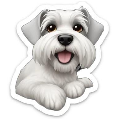 Back and white Zwergschnauzer in a white VW Bus sticker