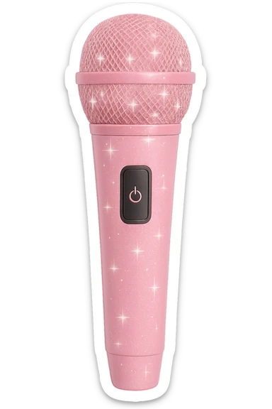pink kpop idol microphone with sparkles, stylish sticker