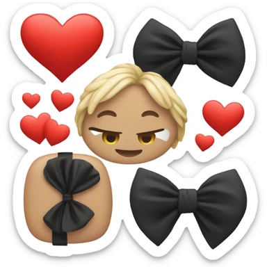a red heart emoji with a black bow wrapped around it sticker