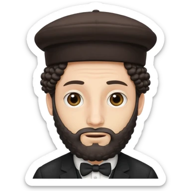 Hasidic Jewish man emoji, wearing a kippa, with curly side locks, neutral expression, simple background sticker