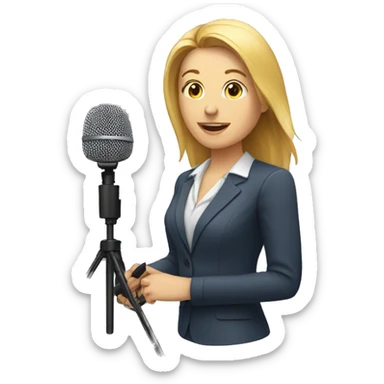 one reporter woman with report microphone  sticker