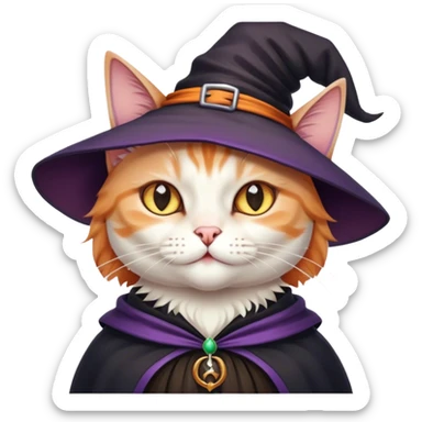Cat with a witch outfit  sticker