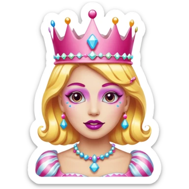 queen of the candyland, with candy makeup and just face sticker