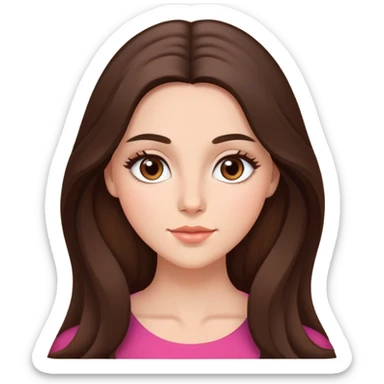 Prettyish, brunette with brown almond shaped eyes and long hair with rosy cheeks sticker
