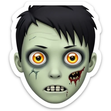 boy zombie with black hair emo piercing  sticker