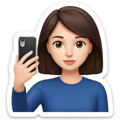 Brunette influencer woman taking selfie sticker