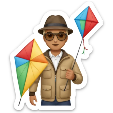 man with kite,Kite Flyers, big kite. sticker