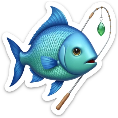 poisson avec canne à pêche sticker