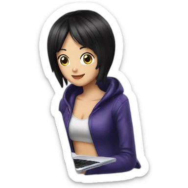 nico robin  with a macbook sticker