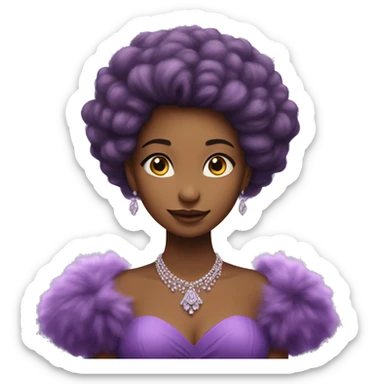 Gorgeous purple fluffy gown with post sleeves sticker