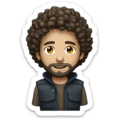 thief adult curly hair and beard white skin sticker